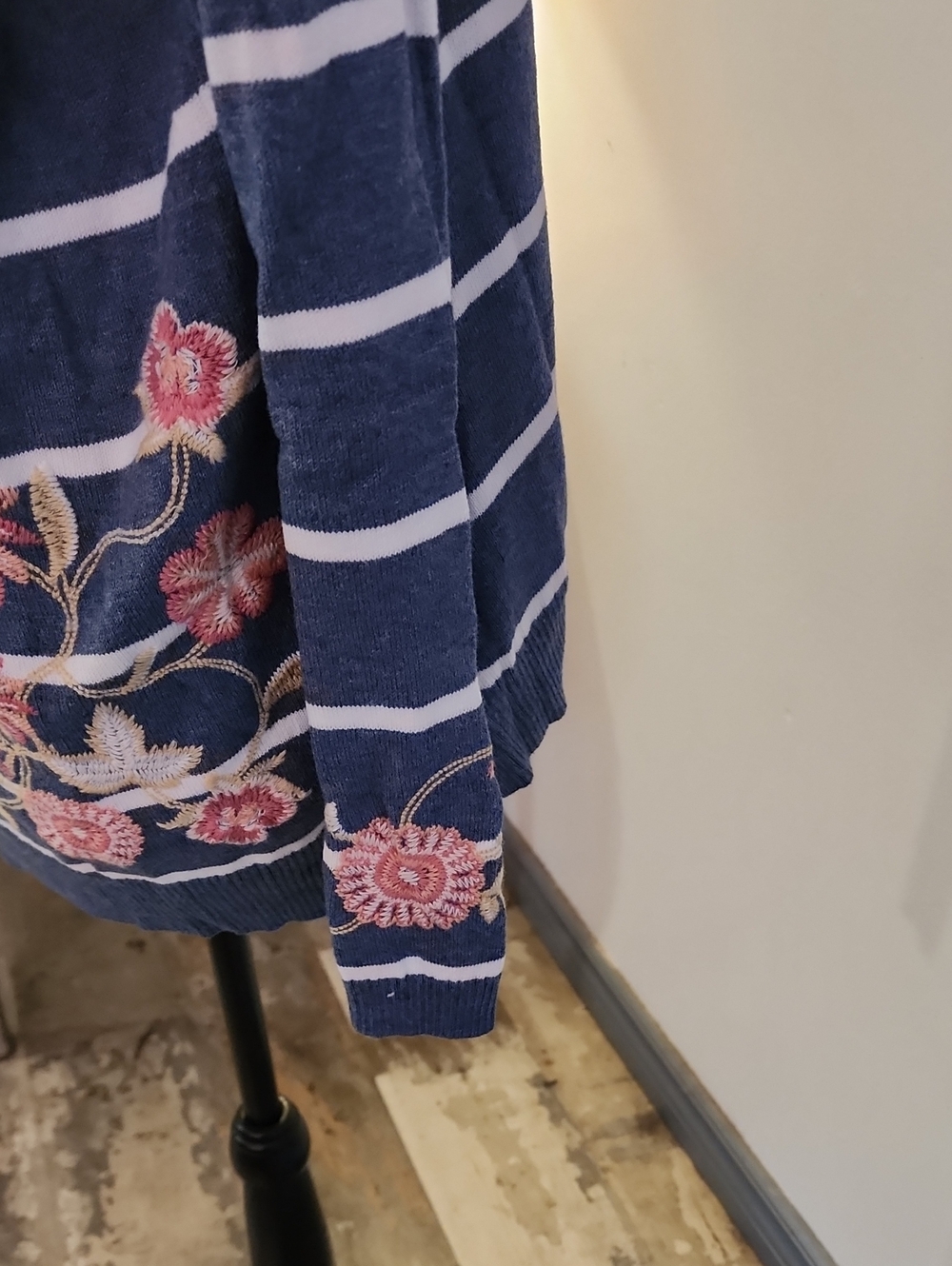 J. Jill Blue and White Striped Hooded Knit Top size M - Picture 3 of 8